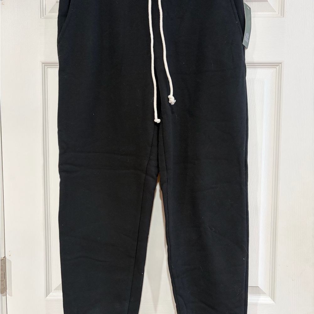 NWT Black Jogger Sweatpants with White Drawstring